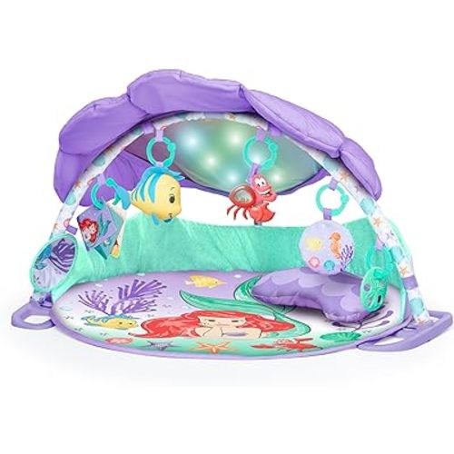 Bright Starts Disney Baby The Little Mermaid Twinkle Trove Light-Up Musical Baby Activity Gym with Tummy Time Pillow, Newborn+