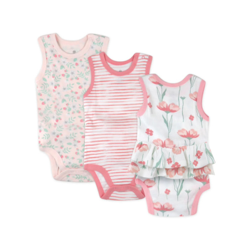 3-Pack Organic Cotton Sleeveless Bodysuit with Ruffles | Honest Baby Clothing