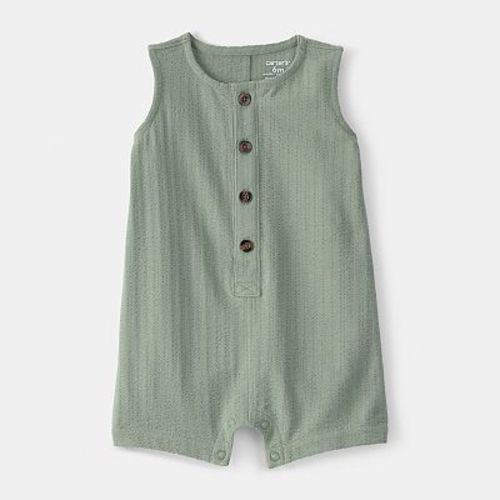 Baby Carter's Solid Sleeveless Romper with Button Closure