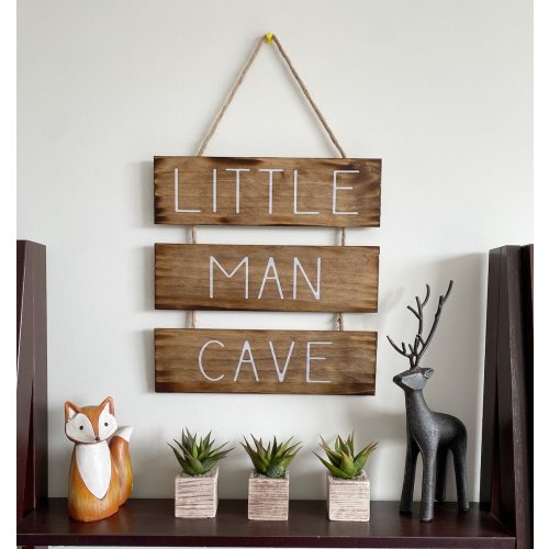 Rustic Little Man Cave Sign with Rope