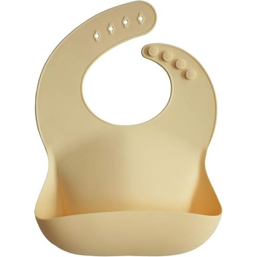 mushie Silicone Baby Bib | Adjustable Fit Waterproof Bibs (Sunshine)