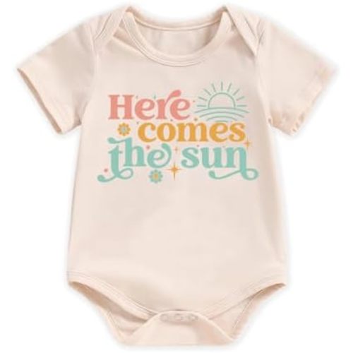 hrcfbk Newborn Baby Boy Girl Bodysuit Funny Letters Print Short Sleeve Pregnancy Announcement Baby Reveal Romper