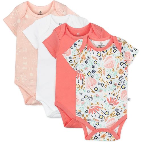 HonestBaby Unisex Baby Multipack Short Sleeve Bodysuits One-Piece 100% Organic Cotton