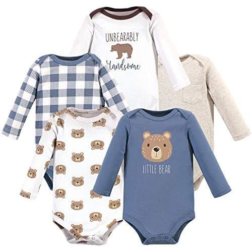 Hudson Baby Baby Boys Cotton Long-sleeve Bodysuits 5-pack