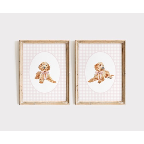 Golden Doodle Nursery Print Set, Watercolor Dog Decor
