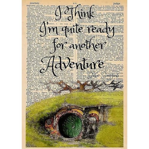 Retro Metal Tin Sign 8 X 12 Inches I Think I'm Quite Ready for Another Adventure Wall Decor for Bathroom Tin Sign Poster Lord of The Rings Quote Art Print Bilbo Baggins Adventure Anniversary Birthday