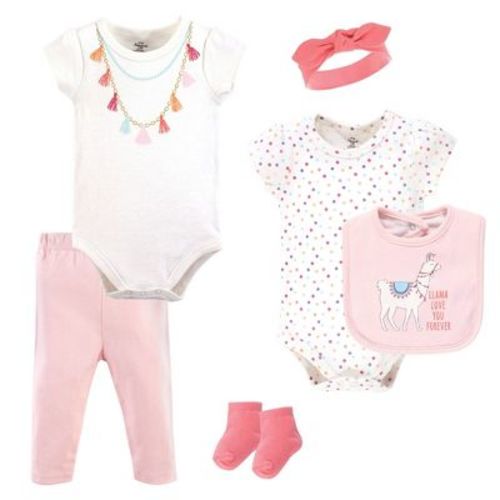 Little Treasure Baby Girl Layette 6-Piece Set, Llama Love