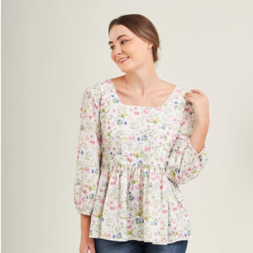 Embrace Cotton Linen Top with Nursing Zippers