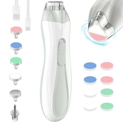 Colarlemo Rechargeable Baby Nail Trimmer Electric Baby Nail File, 15-in-1 Baby Nail Clippers with Dust Cover & LED Light, Baby Nail Buffer Kit for Newborn Infant Toddler Adult Toes Fingernails, Grey