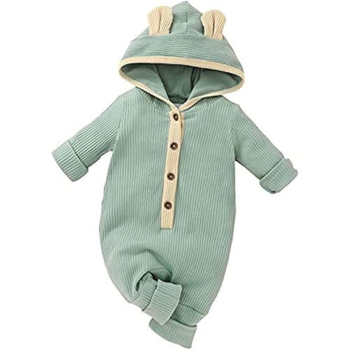 Thorn Tree Newborn Baby Girl Boy Hooded Romper Unisex Baby Knitted Jumpsuit Infant Kids Solid Outfits Baby Girl Boy Jumpsuit