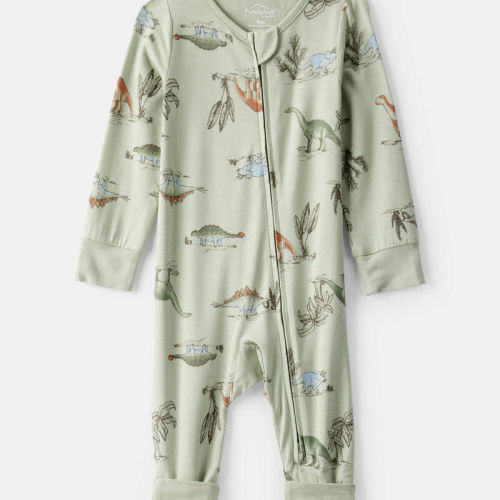 Green Baby Boy Dinosaur Print PurelySoft Long-Sleeve Sleeper - Green | Carter’s Oshkosh Canada