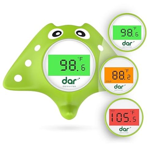 Baby Bath Thermometer, Digital Water Temperature Thermometer with 3 Color Backlit and Temperature Warning, Safety Bath Tube Thermometer Floating Toy for Infant, Toddler