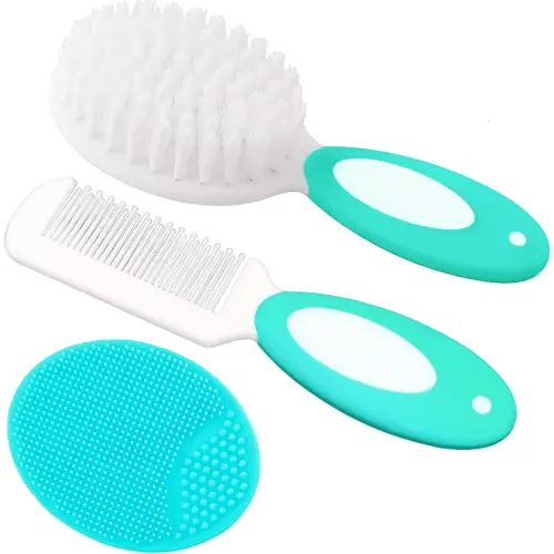 Baby Hair Brush, Cradle Cap Brush, Baby Hair Comb, Baby Hair Brush and Comb Set for Newborns & Toddlers, Baby Brush Soft Bristles, Ideal for Cradle Cap, Perfect Baby Registry Gift (Green)