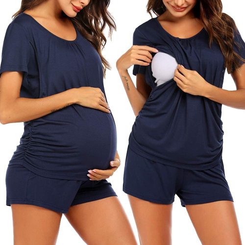 Ekouaer Womens Nursing Pajamas Maternity Breastfeeding Pjs Sleepwear Layer Soft Postpartum Lounge Set Pregnancy Clothes