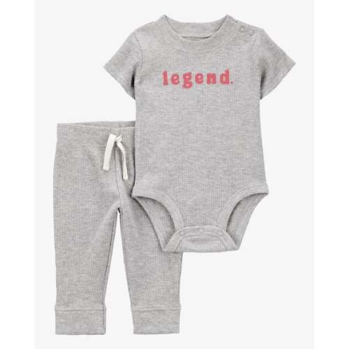 Baby 2-Piece Legend Short-Sleeve Waffle Knit Bodysuit & Pant Set - Grey - Carter's | Carter's