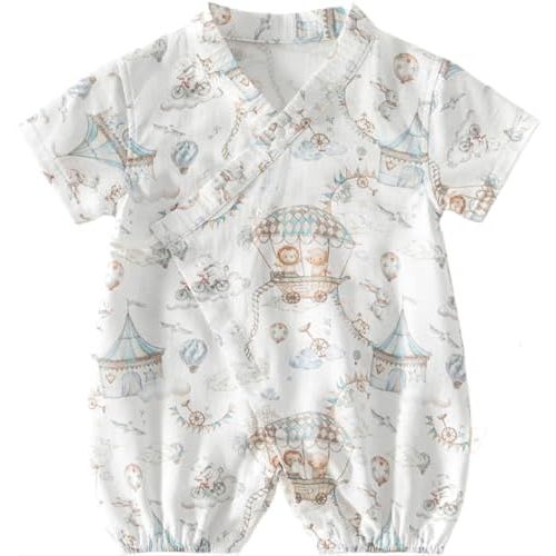 BINIDUCKLING Baby Kimono Side Tie & Wrap Romper One Piece Outfit Muslin 70% Viscose from Bamboo & 30% Cotton