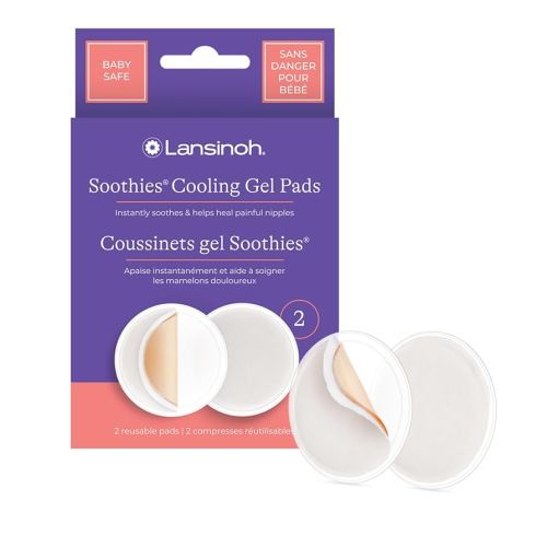Lansinoh Soothies Cooling Gel Pads, 2 Count, Breastfeeding Essentials, Provides Cooling Relief for Sore Nipples