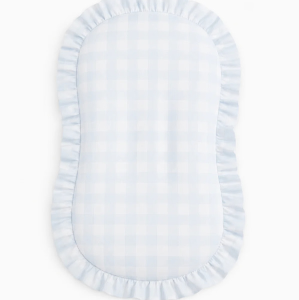 Blue Checkered Ruffle Baby Lounger Cover