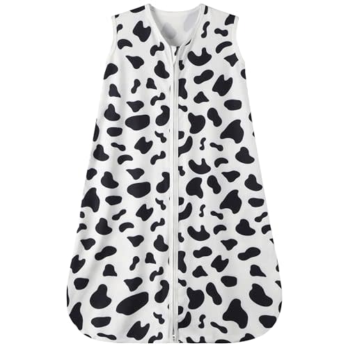 GUNTAIL Baby Sleep Sack 0-6 Months Baby Wearable Blanket 100% Rayon Cotton 2-Way Zipper Toddler Sleeping Sack，Comfy Soft Lightweight TOG 0.3（Cow Print）