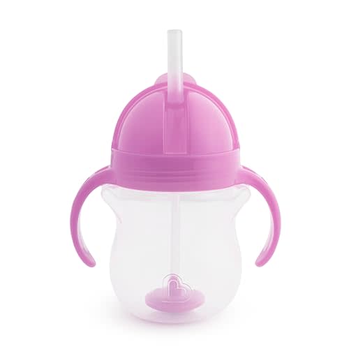 Munchkin Click Lock Weighted Straw Cup, 7 Ounce, Orange, Pack of 1
