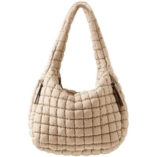 Puffer Quilted Shoulder Bag for Women Padding Shoulder Bag Puffy Hobo Bag Trendy Tote Bag 2025