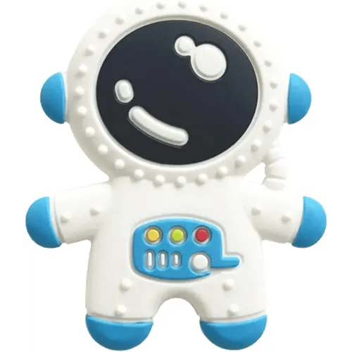 Baby Teething Spaceman Toy for 3+ Months Infants Sucking, Food Grade Silicon Astronaut Styling Teether, BPA Free (Blue)