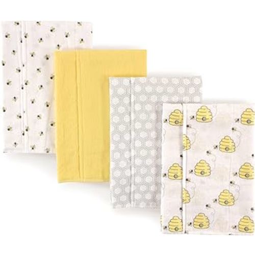 Hudson Baby Unisex Baby Cotton Flannel Burp Cloths, Bee, One Size