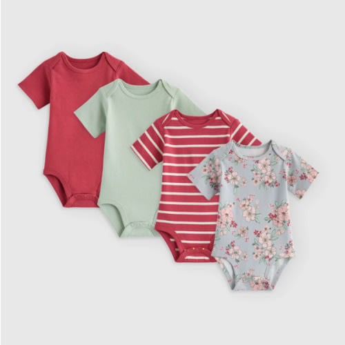 100% Organic Cotton Short Sleeve Bodysuit 4-Pack - Baby Girl