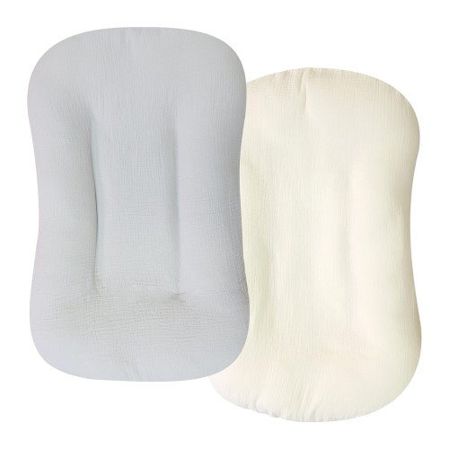 BINGLI Muslin Baby Lounger Pack Organic Cotton Removable Slipcover for Baby Padded Lounger Floor Seat Cover for Boys Girls