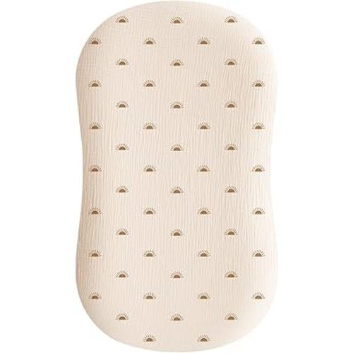 Konssy Muslin Baby Lounger Cover 1 Pack, 100% Cotton Newborn Lounger Sheets, Soft and Breathable Baby Nest Slipcover, Cover Only (Sun)