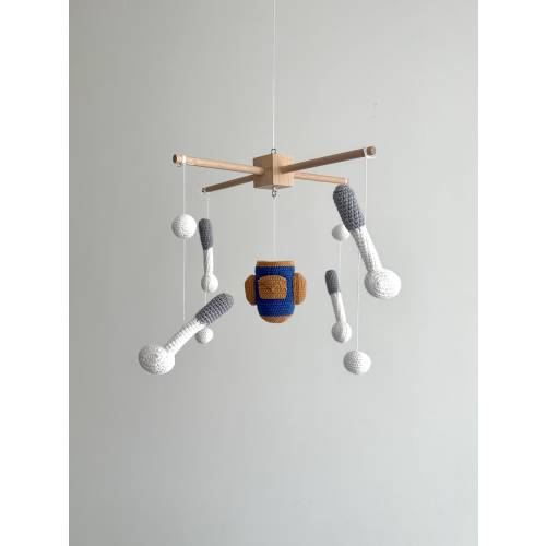 Handmade golf club baby mobile, Baby Crib Mobile, Crochet golf, golf club mobile nursery, golf balls nursery for baby boy, baby gift.