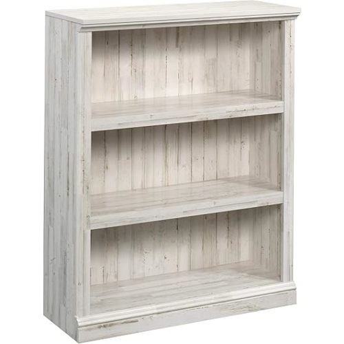Sauder 3 Tier Book Shelf Wooden Bookcase Multipurpose Bookshelf for Home Office, Living Room, in White Plank