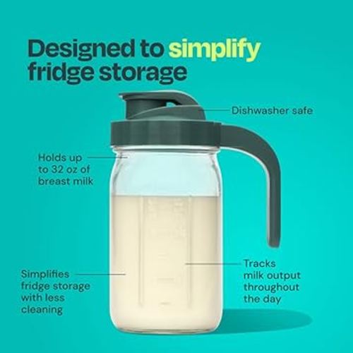 Amazon.com: Willow - Glass Breastmilk Pitcher - Dishwasher Safe - 32oz Capacity - Wide Mouth Jar for Easy Transfer & Cleaning - Easy Pour Spout into Bottles or Breast Milk Storage Bags - Breastfeeding Essentials : Baby
