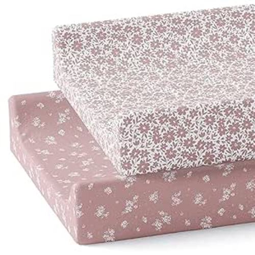 Amazon.com : Sorrel + Fern Changing Pad Cover 2-Pack (Antique Rose) - Premium Fitted Sheets - Buttery Soft Cotton Blend : Baby