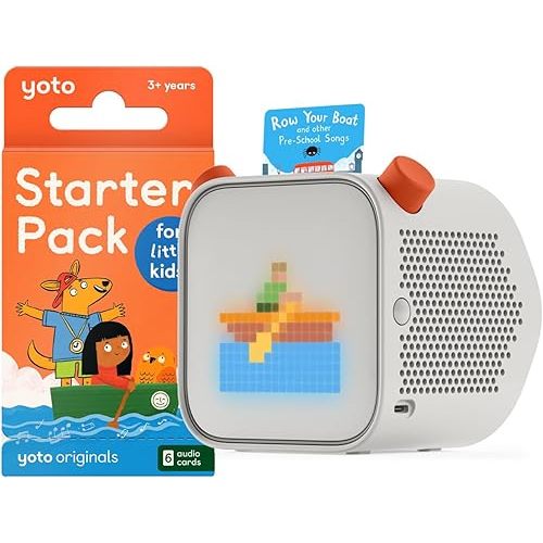 Yoto Player (3rd Gen.) + Starter Pack for Little Kids Bundle – Bluetooth Audio Speaker, All-in-1 Screen-Free Device for Stories Music Podcasts Radio White Noise Thermometer Nightlight