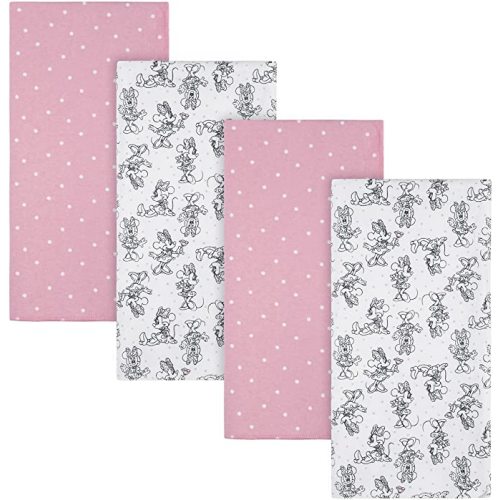 4-Pack Baby Girls Minnie Mouse Flannel Receiving Blankets