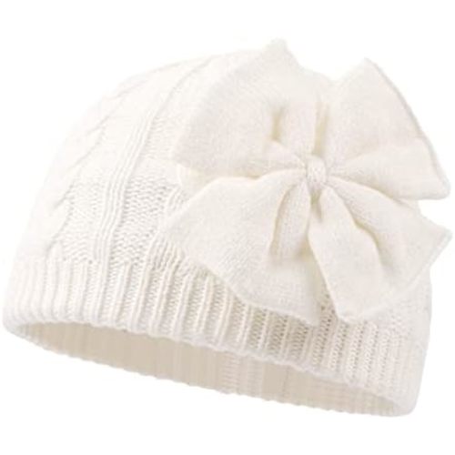 JANGANNSA Winter Warm Knitted Baby Hat for Girls Cotton Lined Infant Toddler Hat Autumn Cute Bow Classic Girls Beanie 0-6Y