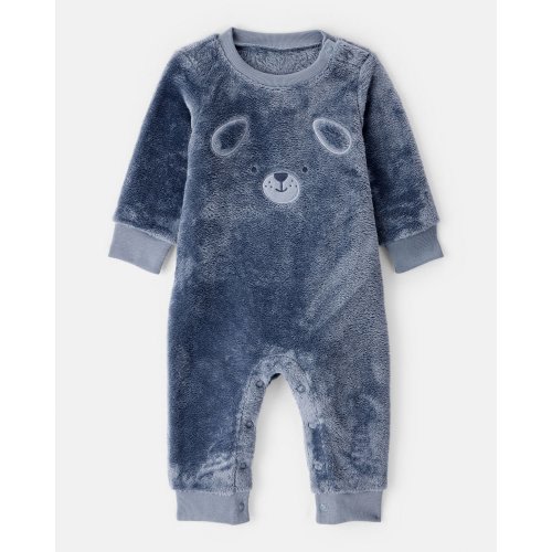 Baby Boy Dog Velour Long-Sleeve Snug Fit Jumpsuit - Blue | Carter's