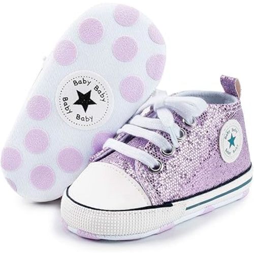 Unisex Baby Girls Boys Canvas High-top Shoes, Newborn Infant Anti-Slip Soft Sole Frist Walking Breathable Sneakers