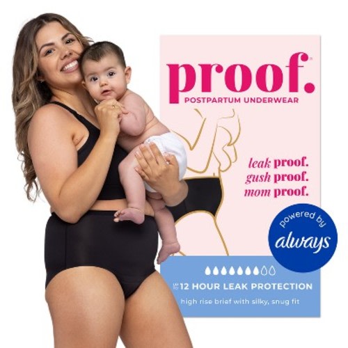 Proof Underwear Reusable Postpartum, High Rise Brief, Super Heavy Absorbency - L