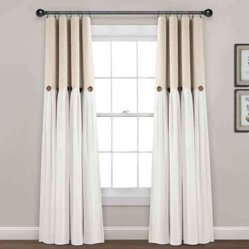 Lush Decor Linen Button Cotton Blend Blackout Thermal Rod Pocket Single Curtain Panel & Reviews | Wayfair