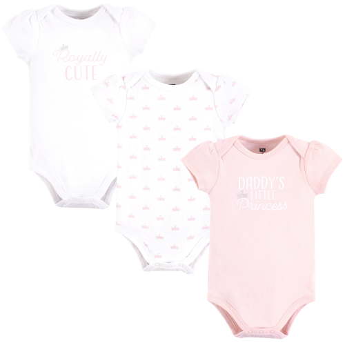 Hudson Baby Infant Girl Cotton Bodysuits, Daddys Princess Crown, Preemie