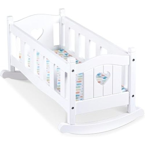 Melissa & Doug Wooden Play Cradle for Dolls - Baby Doll Crib and Baby Doll Bed with Mattress, Doll Accessories for Pretend Play and Stuffed Animals, Ages 3+