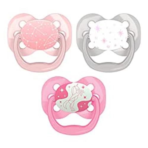 Amazon.com : Dr. Brown's Advantage Glow-in-the-Dark Pacifier, 100% Silicone Baby Paci Symmetrical Soother, 0-6m, BPA free, Pink, 3 Pack : Baby