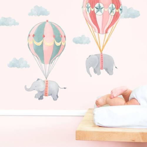 Flying Friends - Pink - Fabric Wall Decal - Nursery Daydreams Collection - Mej Mej