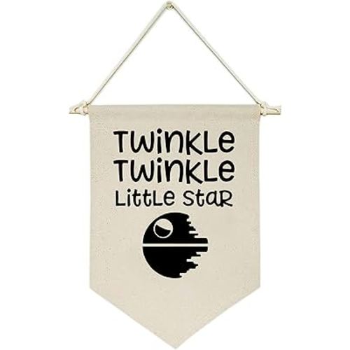 Twinkle Twinkle Little Star - Canvas Hanging Flag Banner Wall Sign Decor Gift for Baby Kids Boy Nursery Teen Room Front Door - Star Wars Quotes