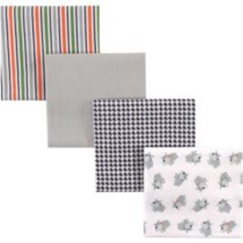 Luvable Friends Baby Boy and Girl Flannel Receiving Blanket, 4-Pack - Boy Dog