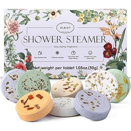 Shower Steamers Aromatherapy BLRIET 8 Pack Gifts for Women, Men, Mom, Teen Lavender Natural Essential Oil Home Spa Self Care Relaxation Stress Relief Shower Bombs Birthday Gifts Stocking Stuffers