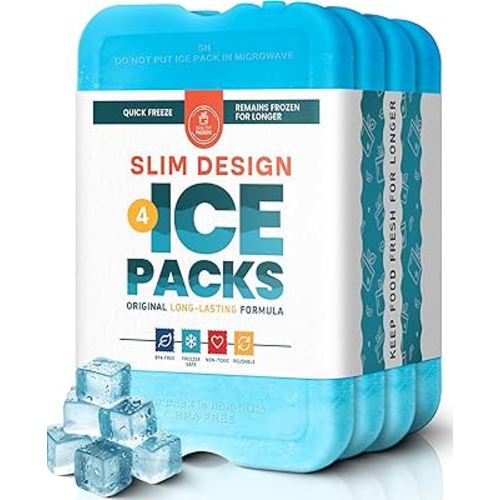 Healthy Packers Ice Packs for Lunch Boxes & Coolers - Freezer Packs - Original Cool Pack | Cooler Accessories for Beach, Camping & Fishing | Slim & Long-Lasting Reusable Ice Pack for Cooler