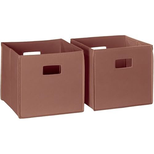 RiverRidge Kids 2pc Fabric Collapsible Storage Cube Organizers with Handles for Playroom Organization - Terracotta
